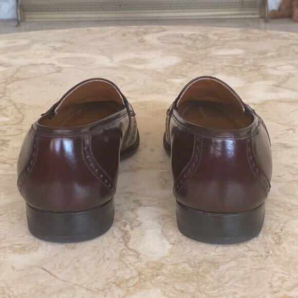 Vintage San Marino Classic Burgundy Leather Handmade Penny Loafers Size 8F - Picture 7 of 13